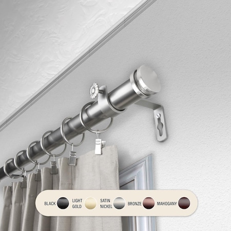 Kd 1 in. Cap Curtain Rod with 120 to 170 in. Extension, Satin Nickel KD3728605